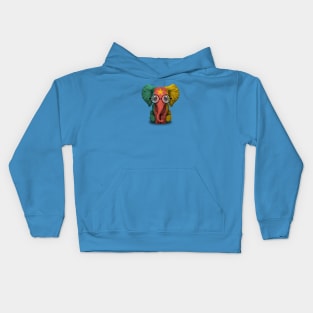 Baby Elephant with Glasses and Cameroon Flag Kids Hoodie